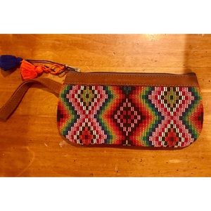 rainbow aztec print wristlet